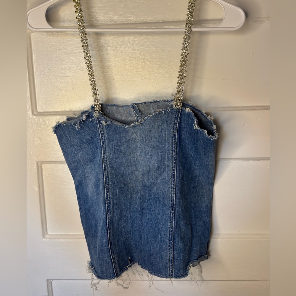 Chain Strap Blue Denim Women's Overalls